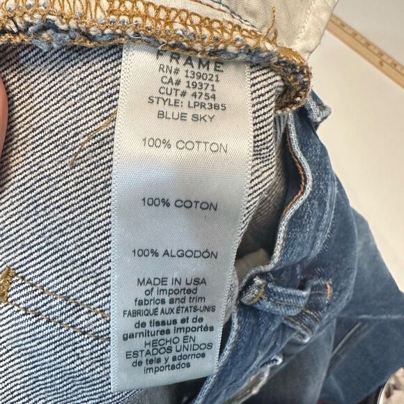 Frame Le Piper Womens Jeans Size 32 in Blue Sky High Rise Slim Straight Cropped - Picture 9 of 15